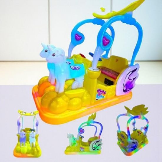 صورة عربة كهربائية للأطفال بتصميم وحيد القرن